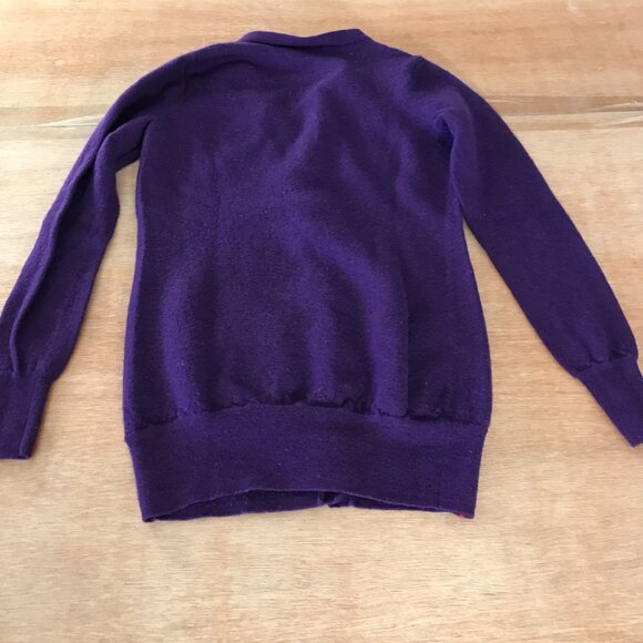 Ralph Lauren Sport 100% Merino Wool Cardigan Women M Purple Button Up Pocket - Picture 2 of 13